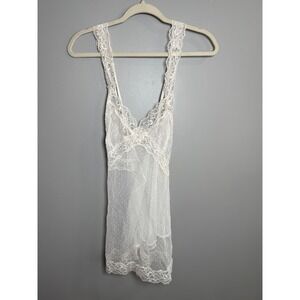 Victoria's Secret White Lace Dot‎ Chemise Babydoll Slip Large